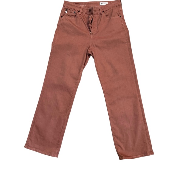 Ag Adriano Goldschmied Denim - AG Kinsley High Rise Straight Crop Jeans Rust Copper Brown Size 28